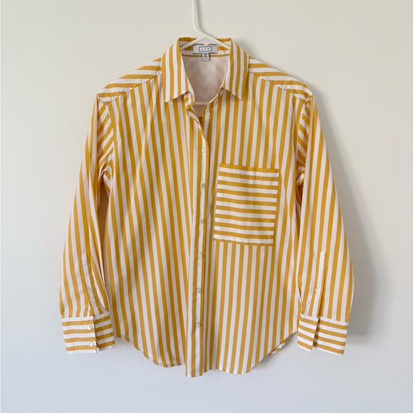 AYR Yellow White The Deep End Oversized Cotton Striped Button Down Shirt Size XS - Picture 6 of 13